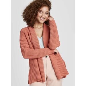 ‼️3/$30‼️ A New Day Chenille Chunky Cardigan Sweater Large Pink Coral Open Front